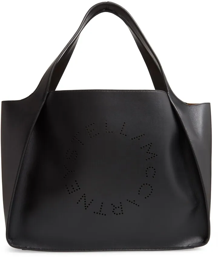 Perforated Logo Faux Leather Tote