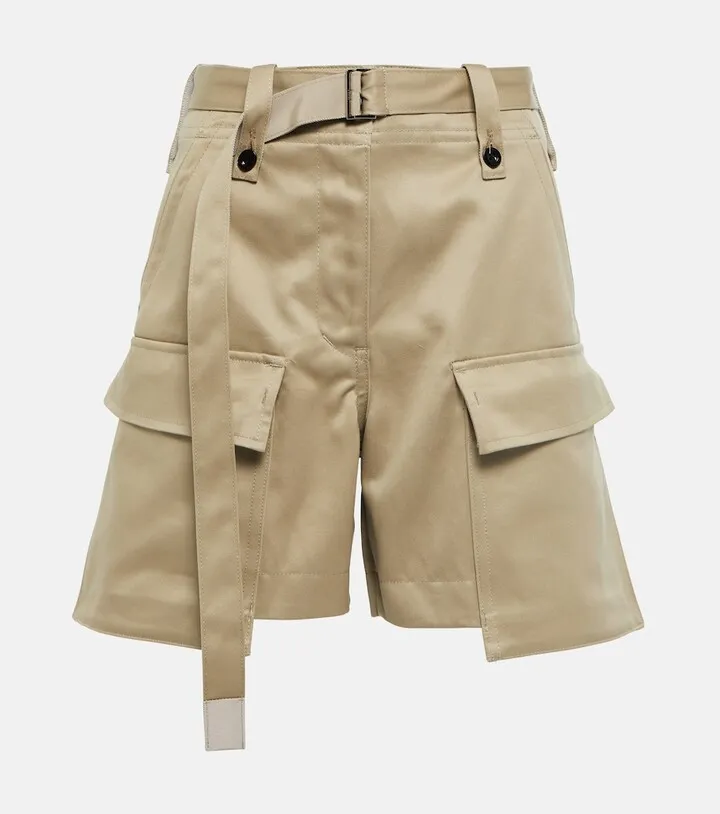 Belted cotton cargo shorts