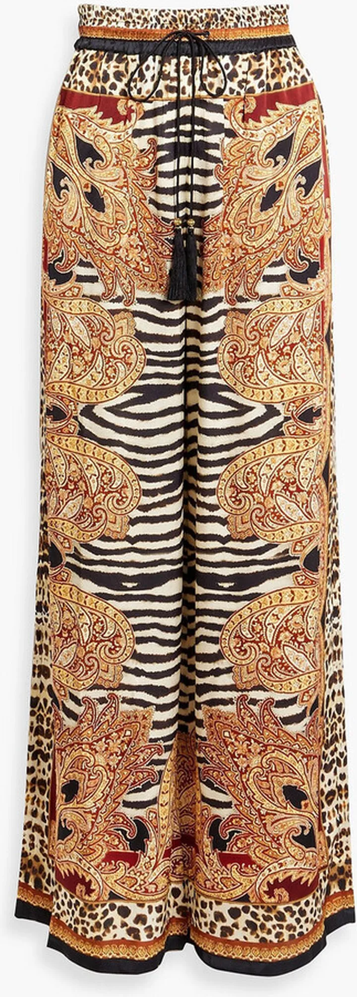 Printed silk wide-leg pants