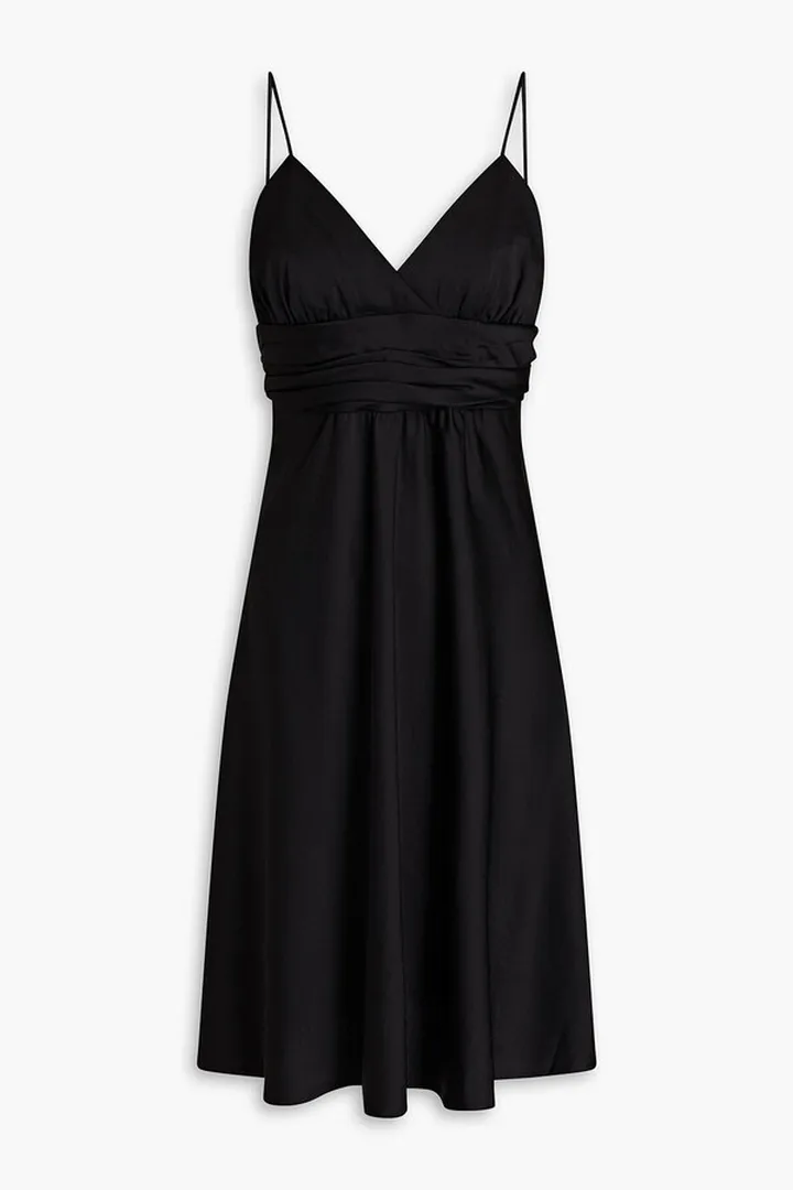 Dixie gathered satin-crepe dress