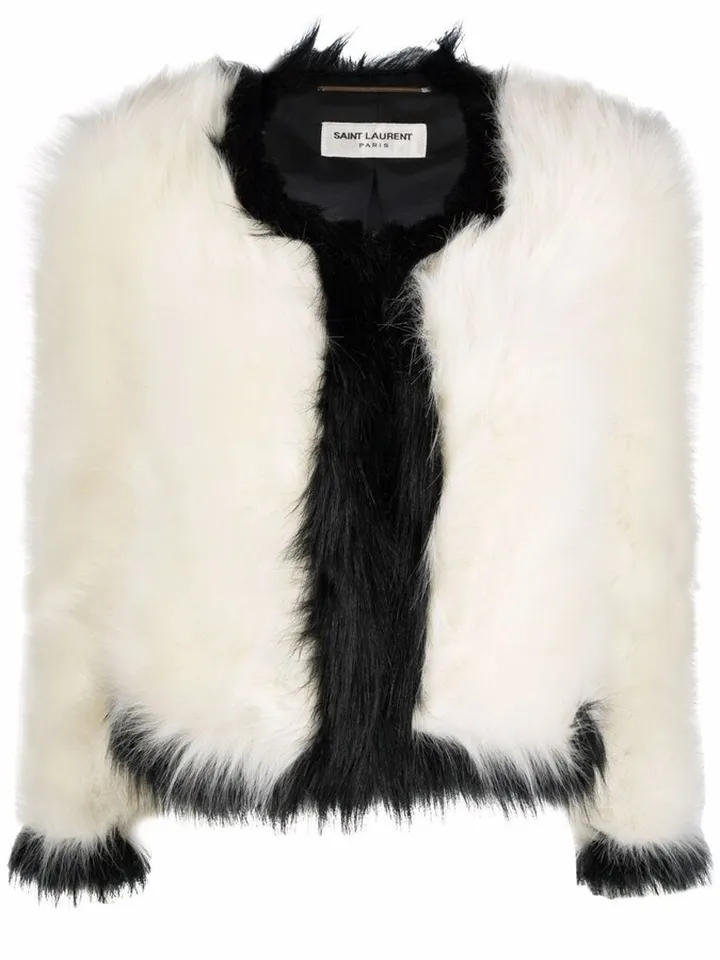 Contrast-Trim Faux-Fur Jacket