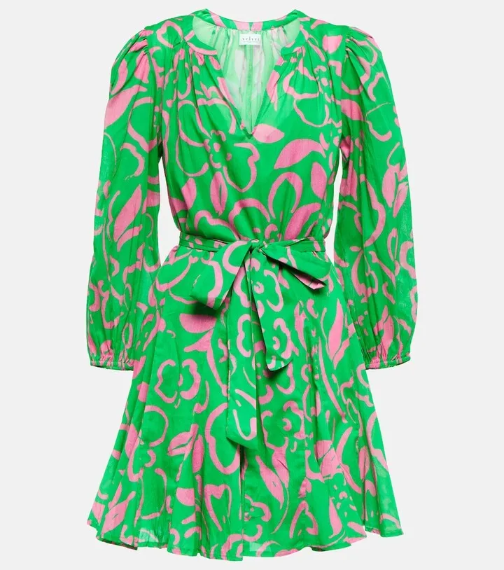 Kiki belted floral cotton minidress
