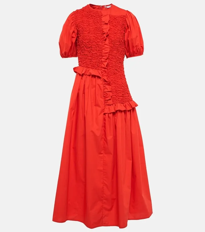 Camden ruffle-trimmed poplin midi dress