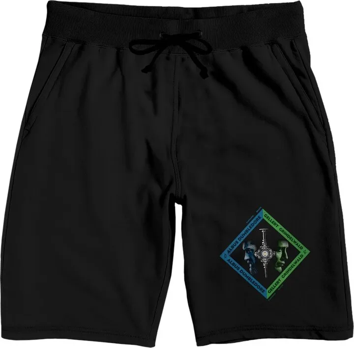 Fantastic Beasts Albus Dumbledore vs. Gellert Grindelwald Men’s Black Lounge Shorts-XXL
