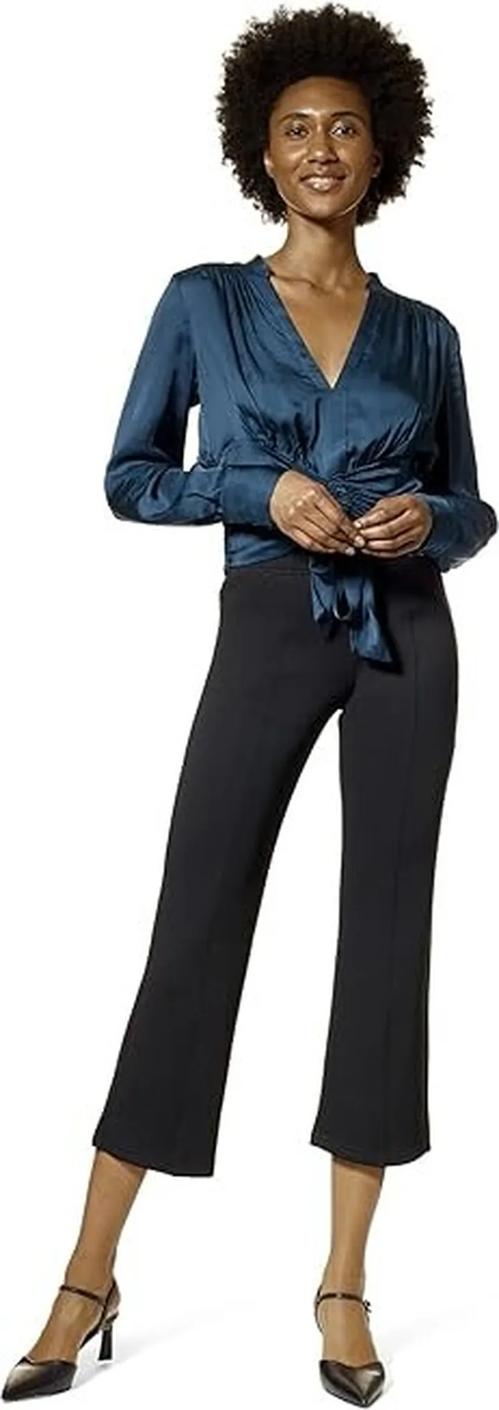 HUE Pontease Cropped Flare Pants (Black) Women's Casual Pants