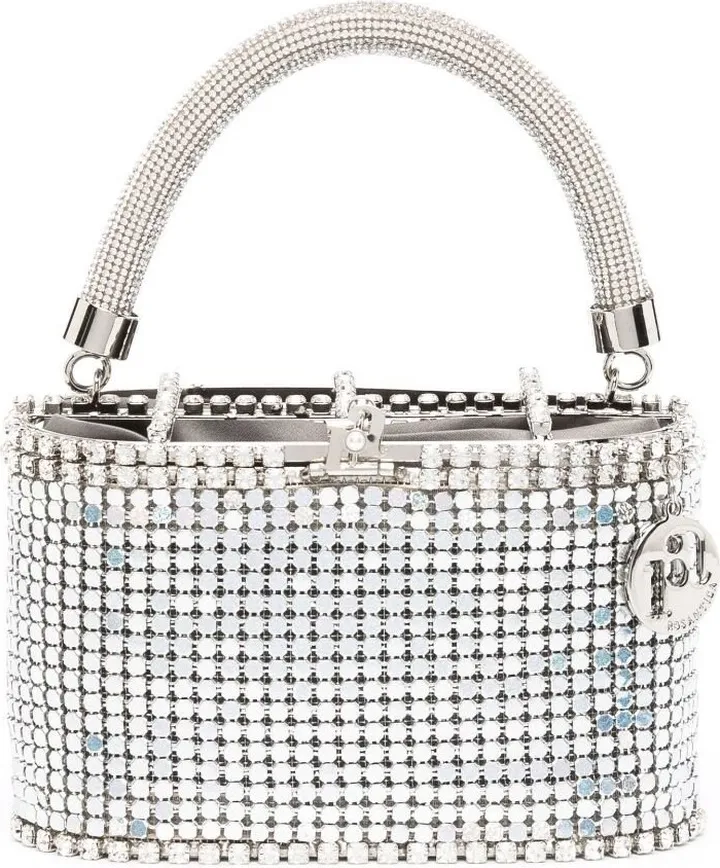 Silver Crystal-Embellished Mini Bag