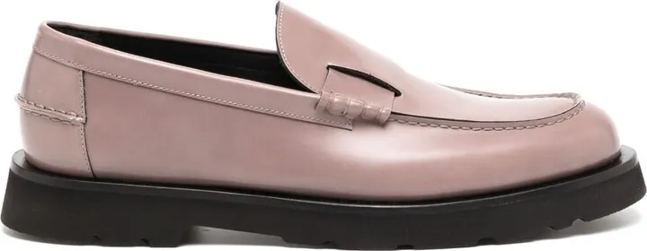 Round-Toe Leather Loafers