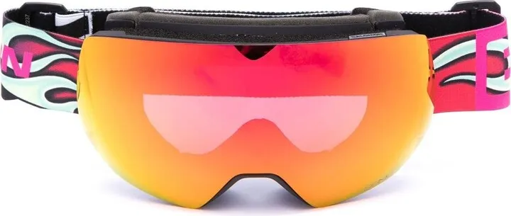 X Salomon Orange Flame Print Ski Googles