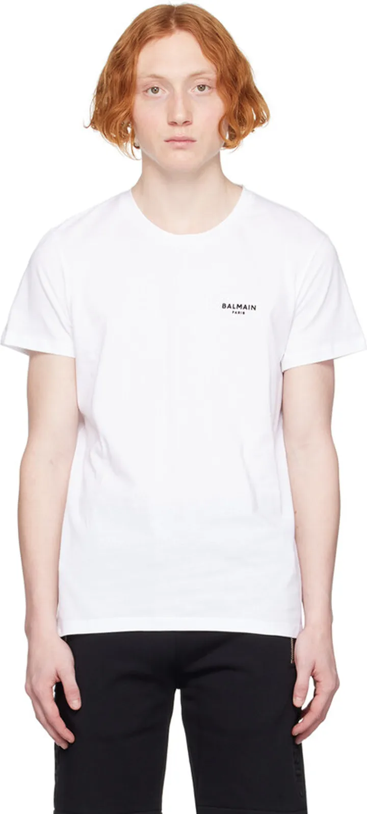 Balmain White Flocked T-Shirt