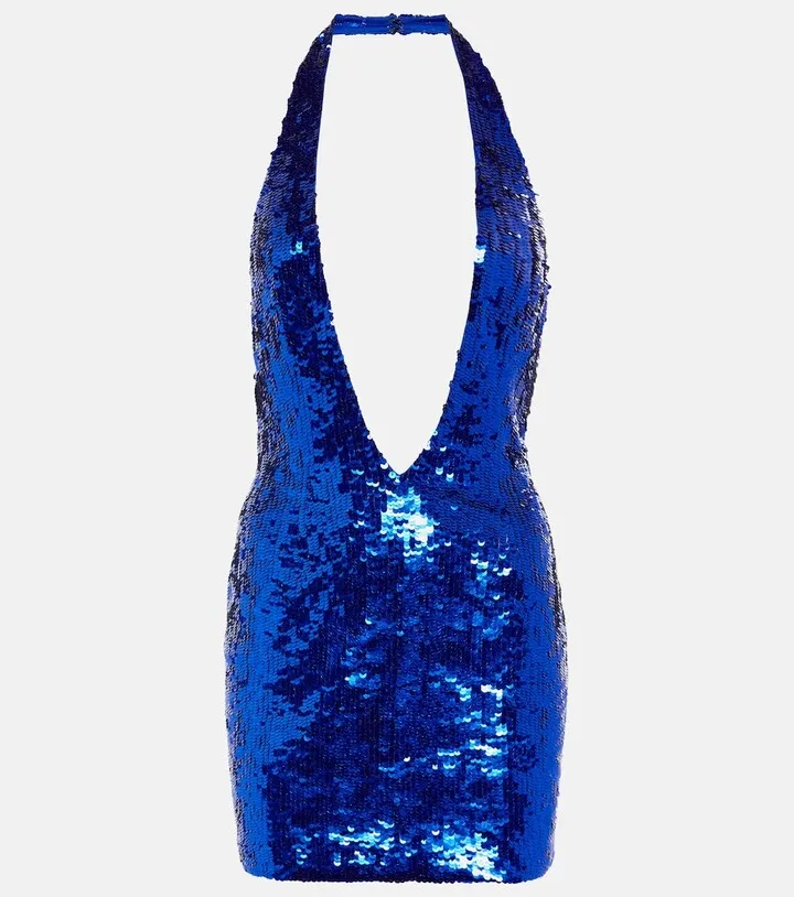 Embellished deep V-neck minidress