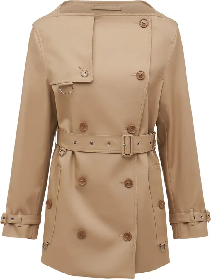 Short cotton canvas trench coat