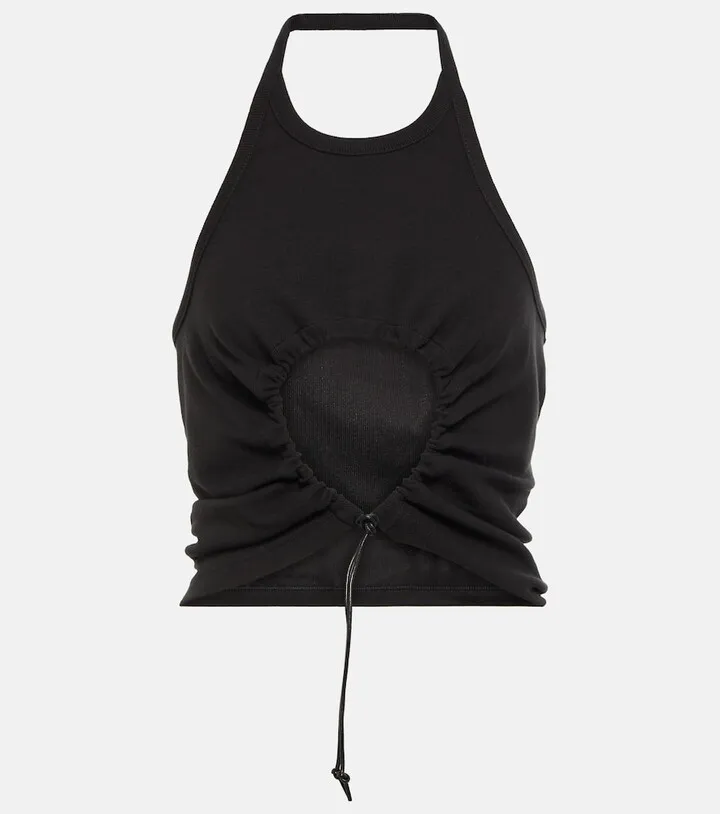 Halter neck ruched cotton top