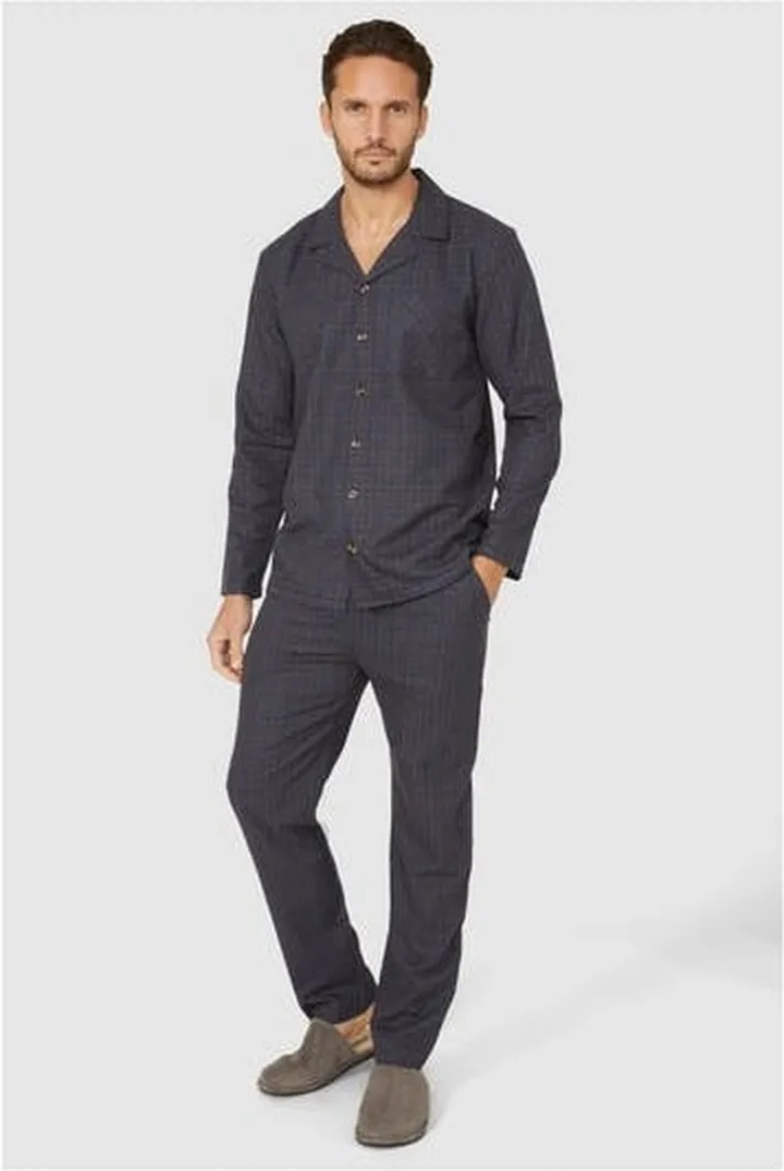Debenhams Mens Checked Woven Long Pyjama Set - Dark Brown