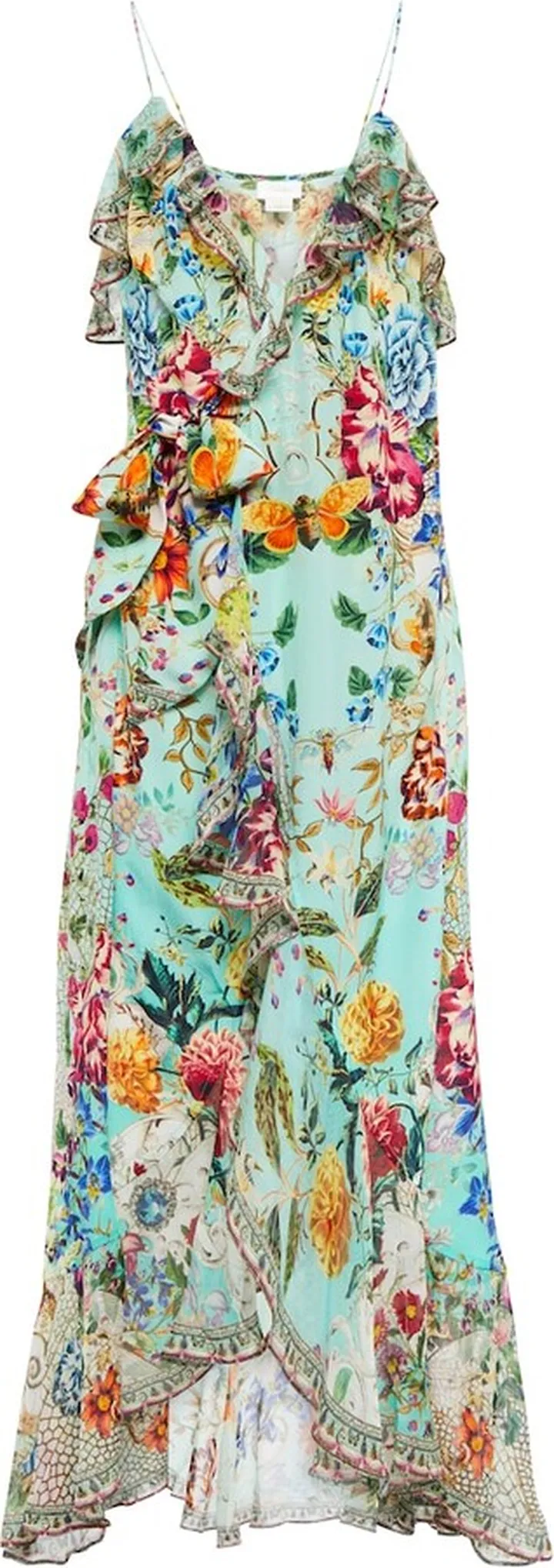 Embellished floral silk mini dress