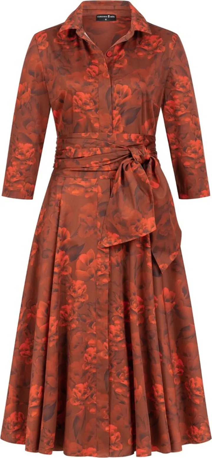 Marianna Déri - Rose Print Shirtdress With Tie Belt