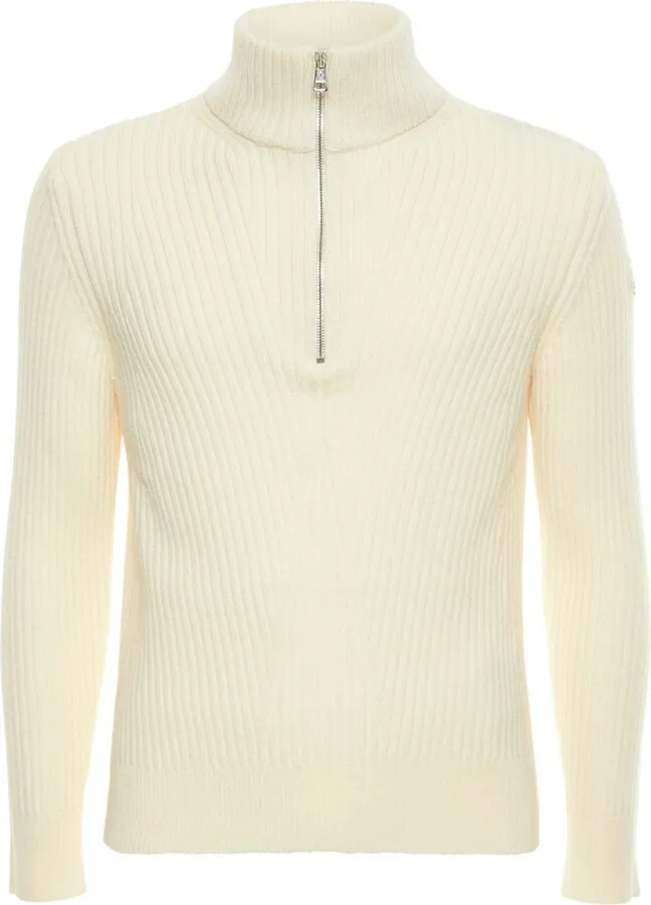 Long sleeve half-zip wool knit polo