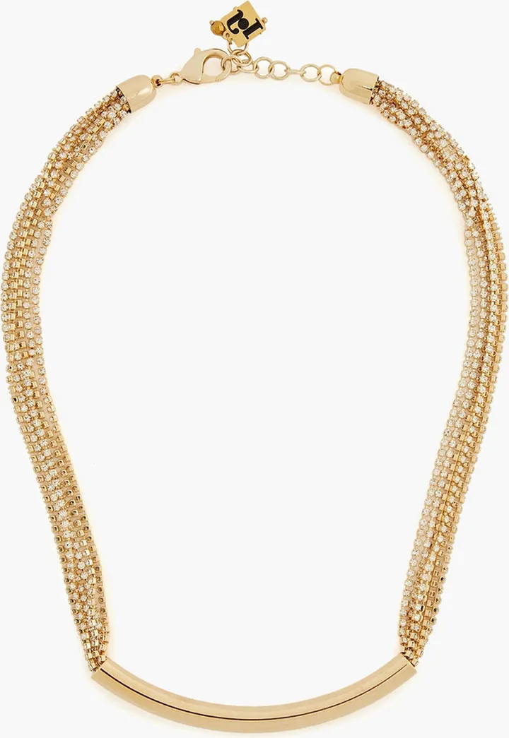 Gold-tone crystal necklace