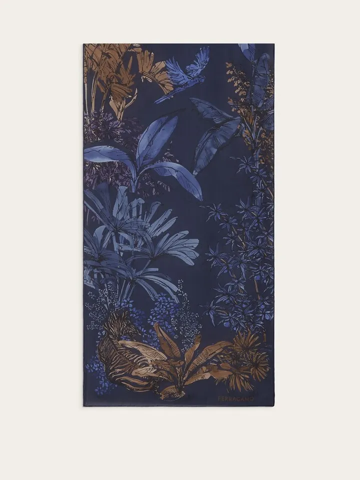 Ferragamo Women Jungle print scarf Blue
