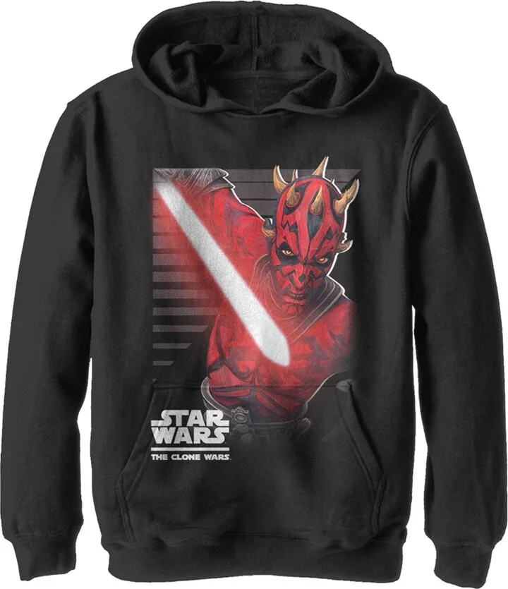 Boy's Star Wars: The Clone Wars Maul Strikes Pull Over Hoodie - Black - Medium