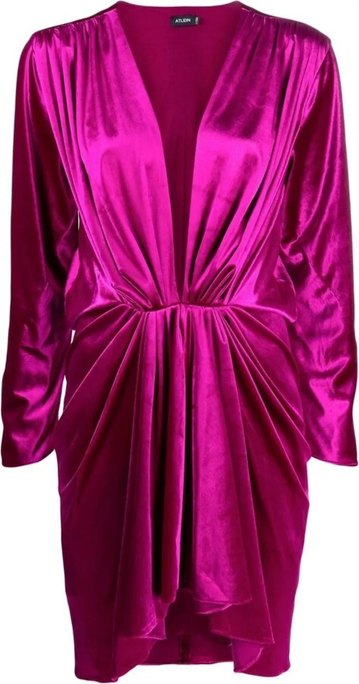 Satin Plunge-Neck Mini Dress