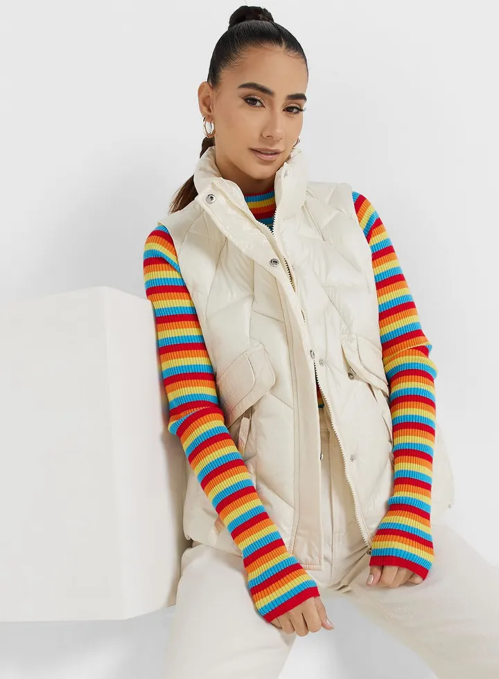 High Neck Padded Vest Jacket