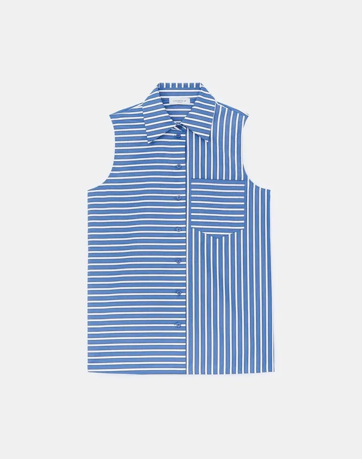 Petite Framed Stripe Cotton Poplin Shirt