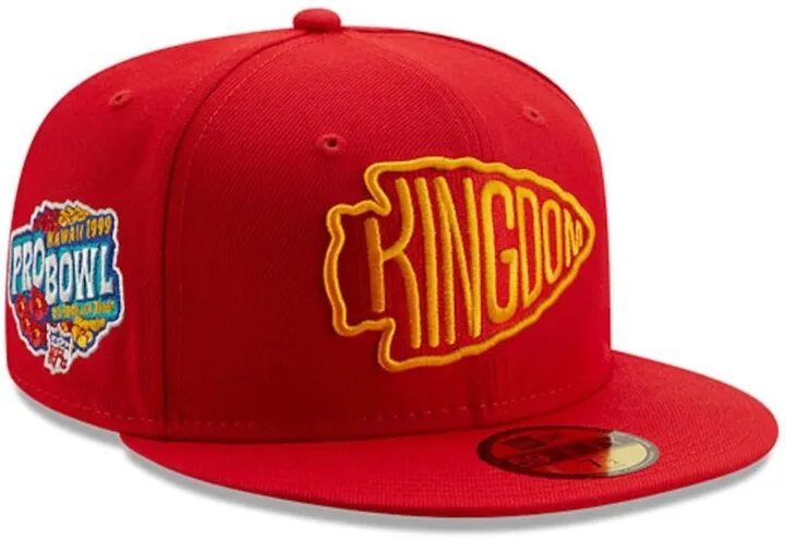 Men's Red Kansas City Chiefs 1999 Pro Bowl Patch Gold Undervisor 59FIFY Fitted Hat