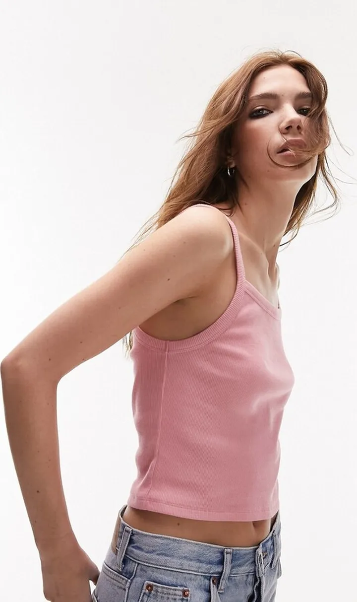 Topshop rib tank top in pink