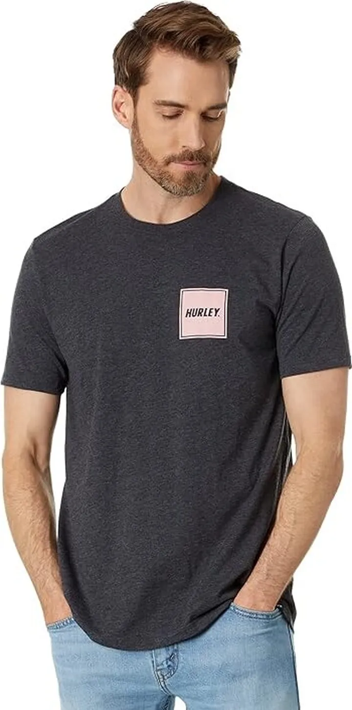 Hurley Four Corners Short Sleeve Tee (Black Heather 1) Men's Clothing