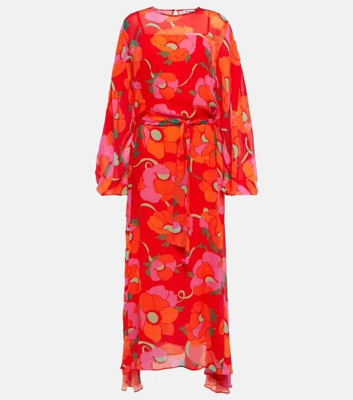 Pia floral belted midi dress