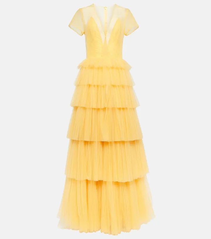 Ruffled tulle gown