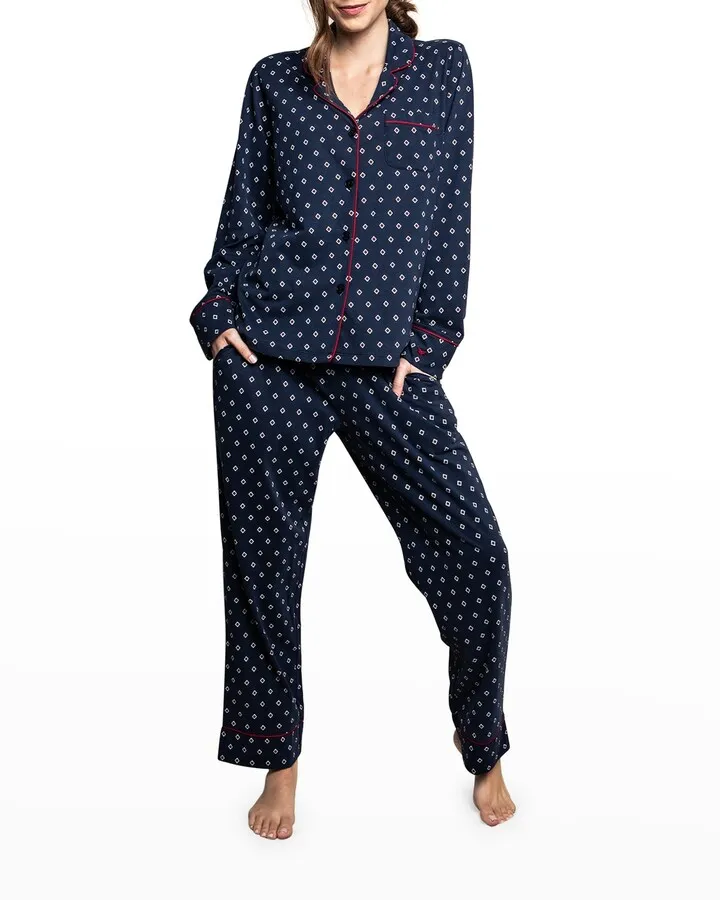 Diamond-Print Pima Cotton Pajama Set