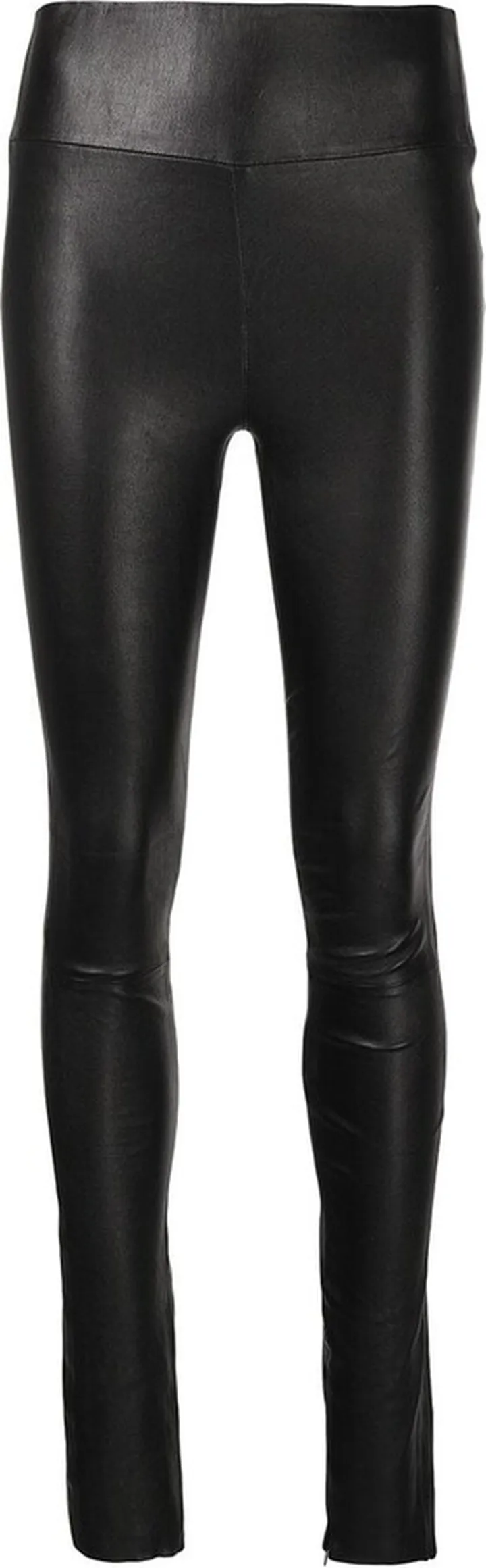 Zip-Cuff Leather Leggings
