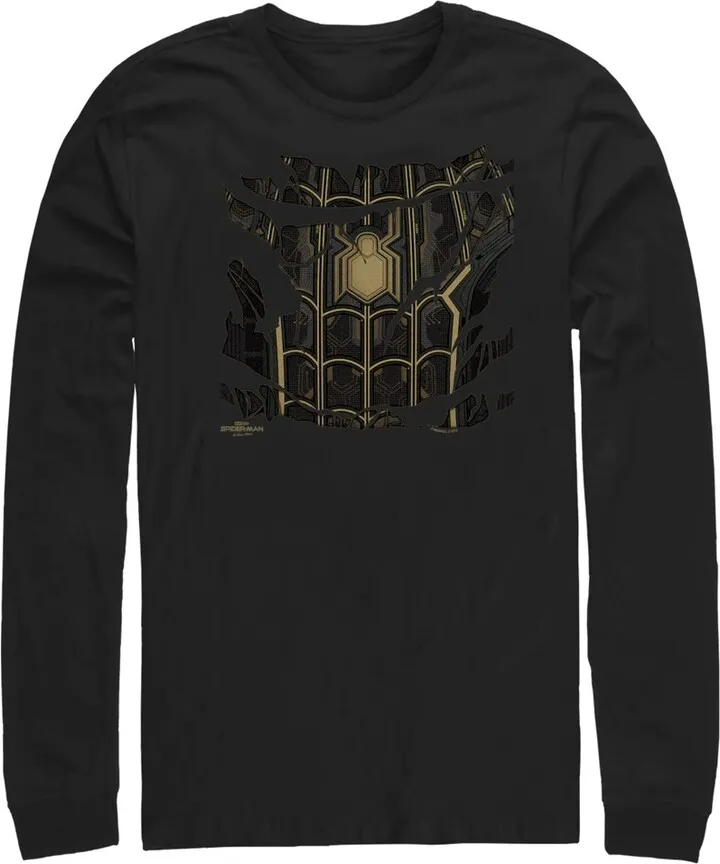 Men's Marvel Spider-Man: No Way Home Ripped Black Suit Long Sleeve Shirt - Black - Small