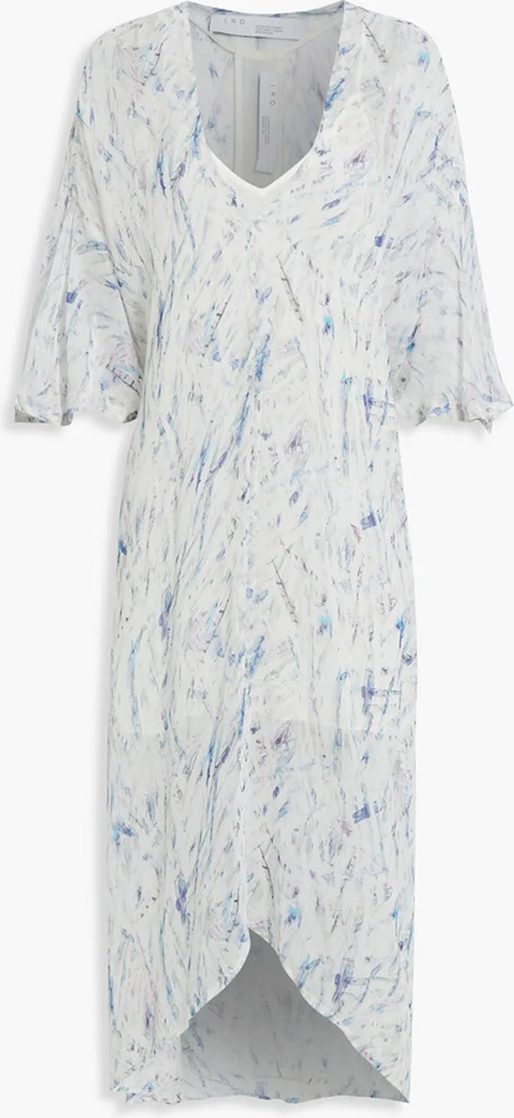 Camasa asymmetric printed silk-chiffon midi dress