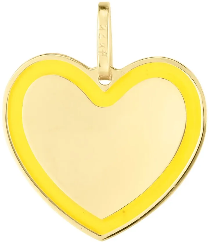 14K Yellow Gold & Enamel Heart Charm