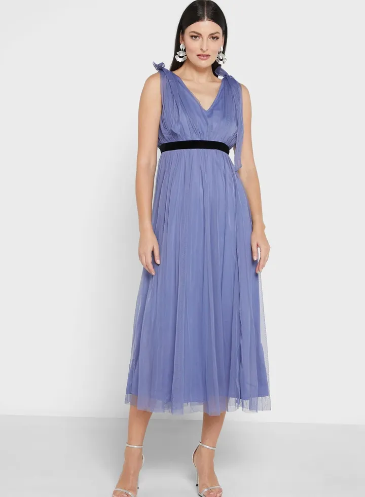Belted Plisse Dress