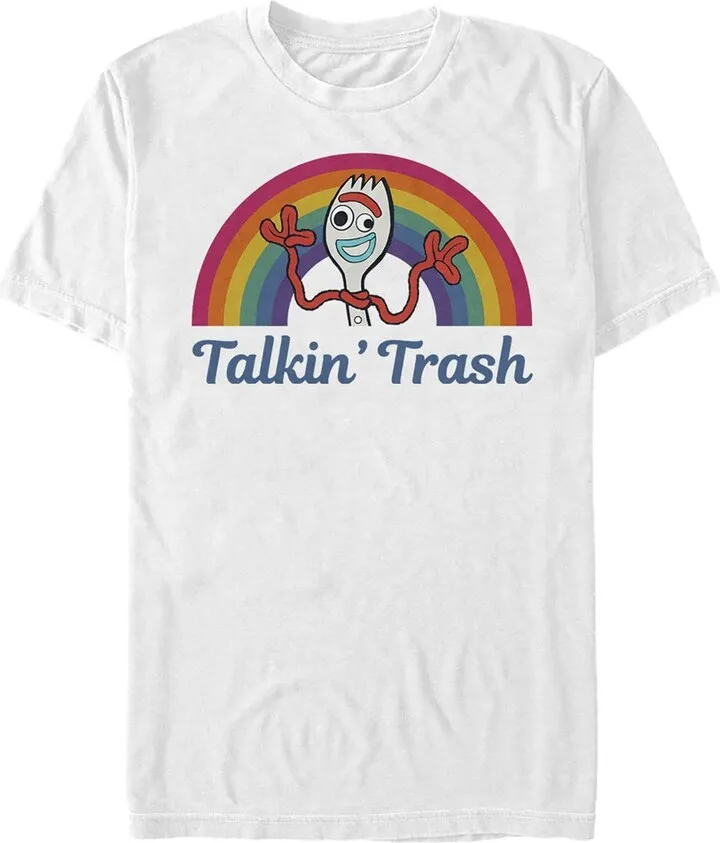 Men's Toy Story Forky Talkin' Trash Rainbow T-Shirt - White - 3X Large