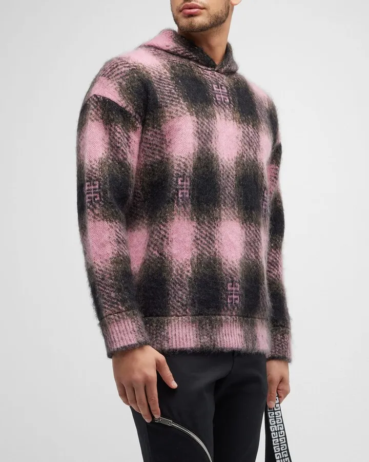 Men's 4G Mohair Plaid Hoodie