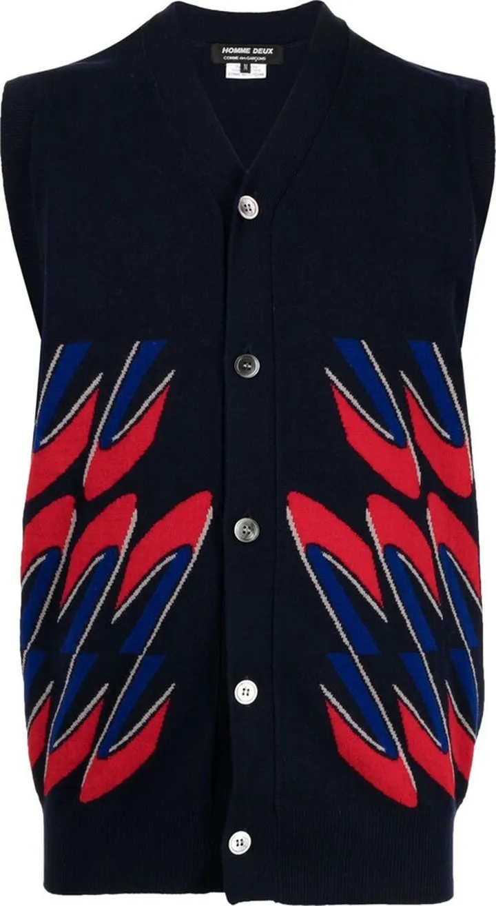 Pattern-Knit Sleeveless Cardigan