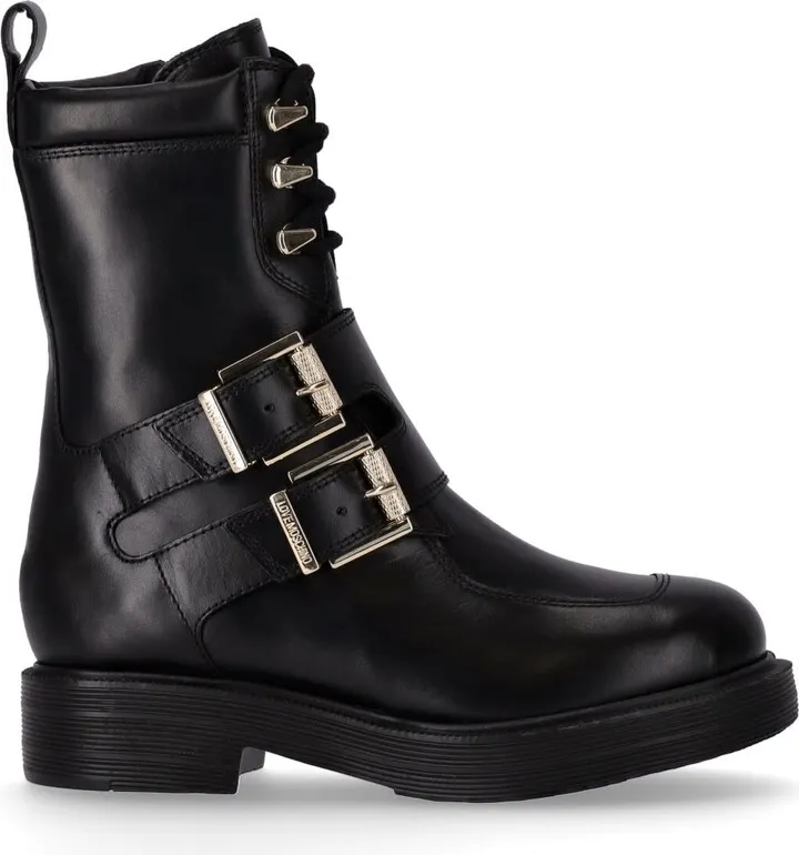 Love Moschino Black Combat Boot With Buckles