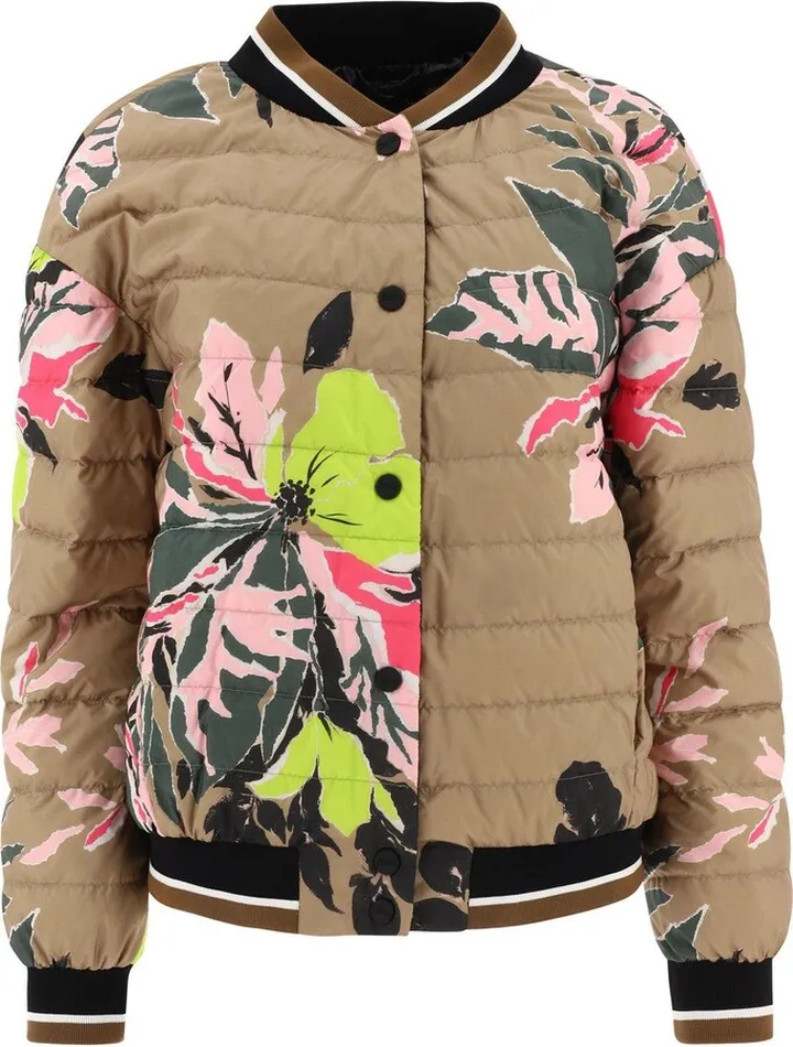 Flower Printed Padded Bomber Jacket