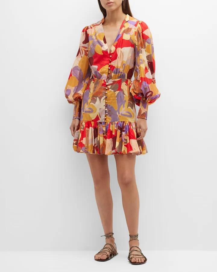 Santiago Long-Sleeve Mini Dress