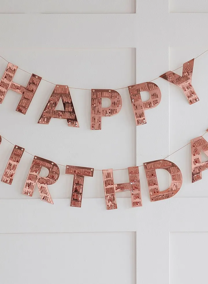 Rose Gold Happy Birthday Fringe Bunting