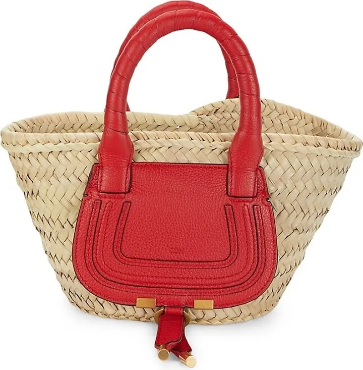 Saw Palmetto Leaf & Leather Trim Tote