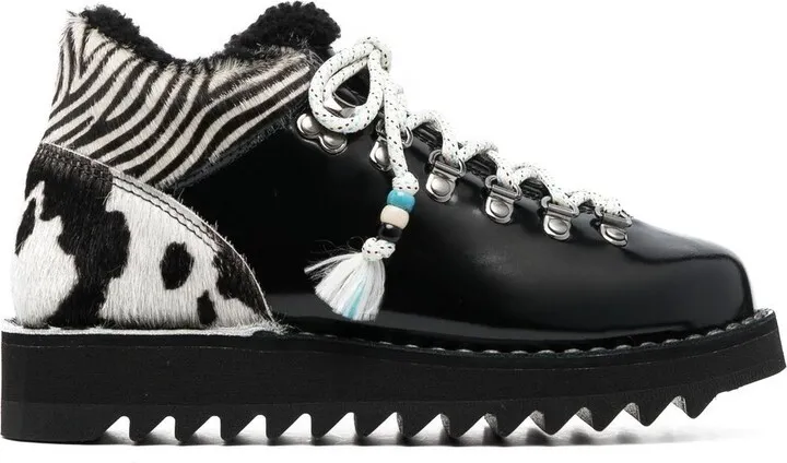 Multi-Panel Lace-Up Boots