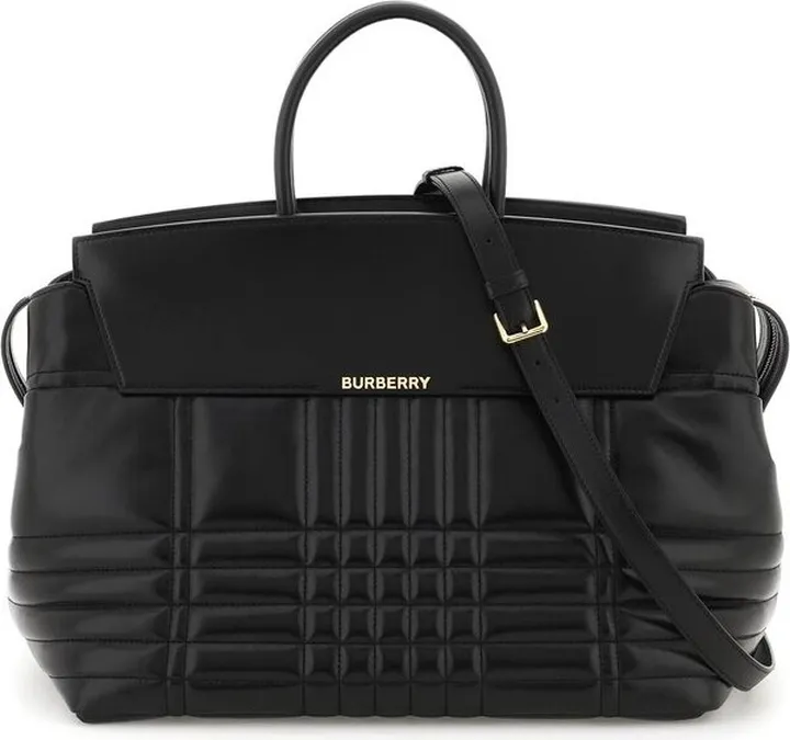 Burberry Catherine Logo Lettering Quilted Tote Bag