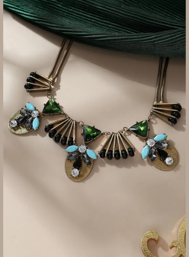 Gold Plated Designer Stone Party Necklace For Women