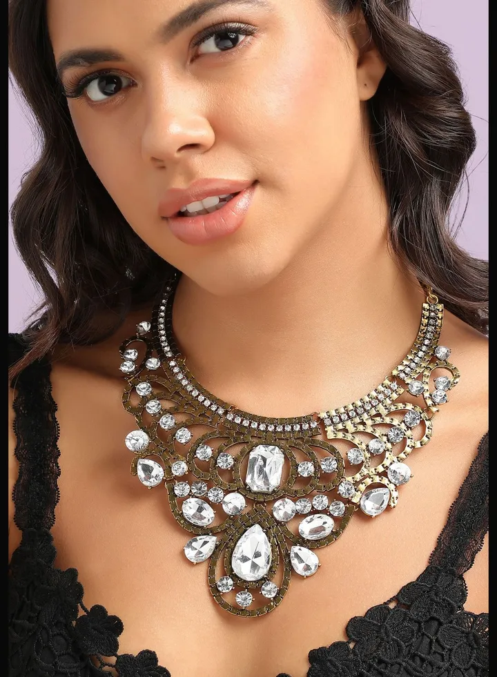 Gold Plated Designer Beaded Party Wear Necklace For Women