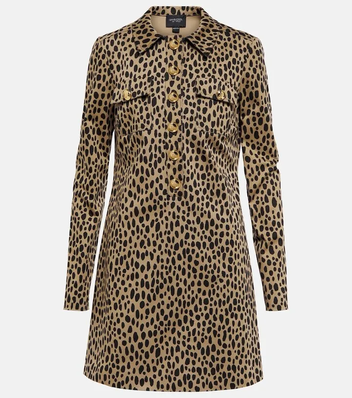 Animal-print denim minidress